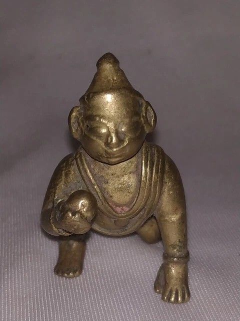 Antico Indiano Rituale Bronzo Dio Bambino Krishna Laddu Gopal Lalan