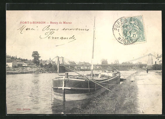 CPA Port-a-Binson, Bords de la Marne 1905
