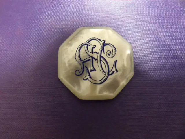 antique,mother of pearl game chip or counter,WEALTHY OWNER WITH THEIR INITIALS!
