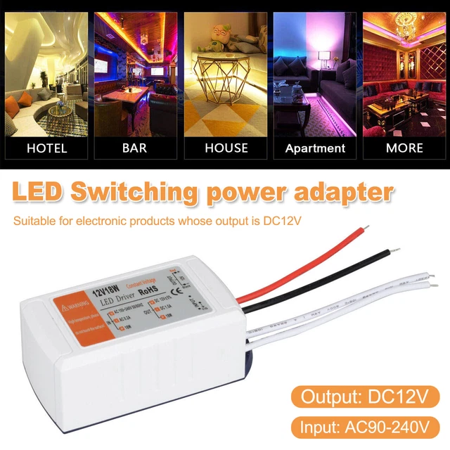 LED DRIVER AC 90-240V to DC 12V Transformer Power Adapter Home ...