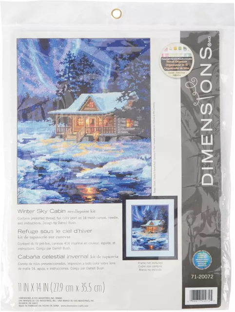 Dimensions Needlepoint Kit, Winter Sky Cabin, 11'' x 14'',Blue