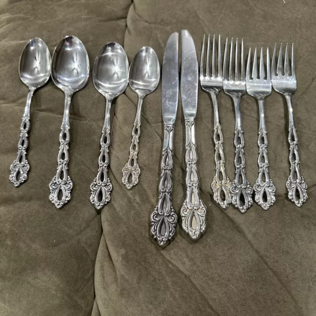 Oneida Community Stainless Chandelier Flatware Lot Of 10 Pieces Spoon Fork Knife