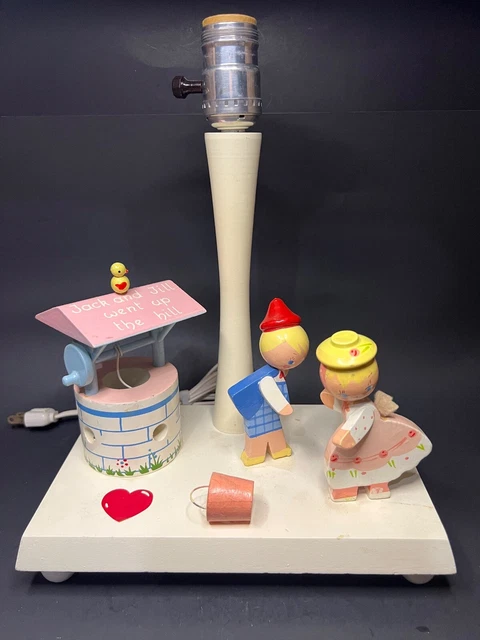 1978 Vintage Jack & Jill Nursery Rhyme Lamp Night Light Working AS IS NO SHADE