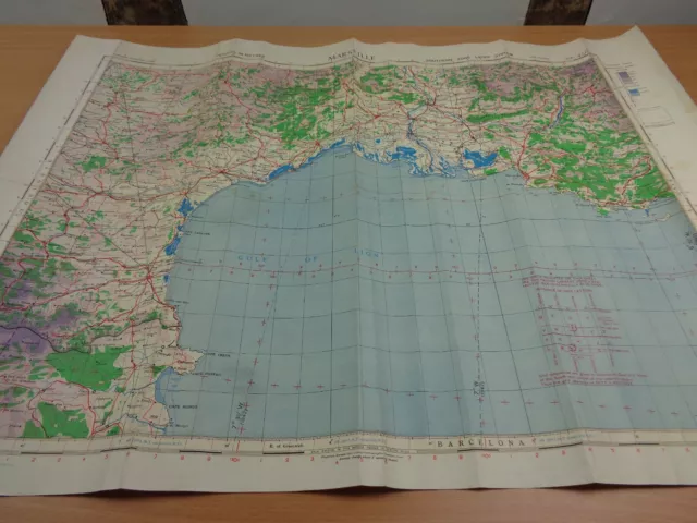 WW2 (1943) RAF map of the MEDITERRANEAN COAST entitled "MARSEILLE"