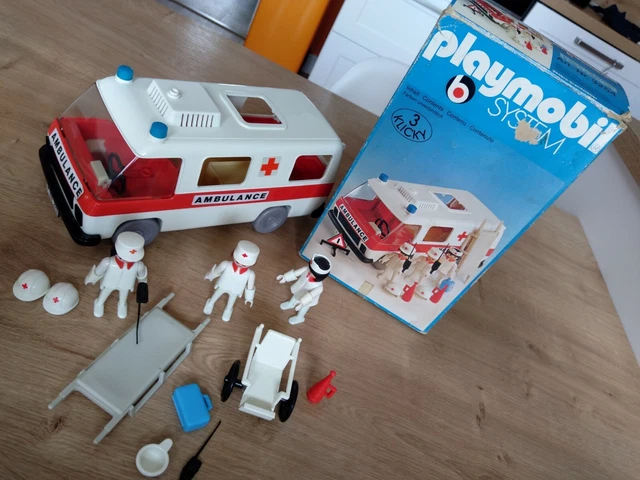 Ambulance Vintage Playmobil Geobra N°3254 (1977) Avec Accessoires