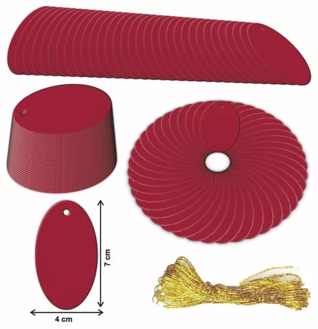 Forme Ovale Garde Rouge Couleur Papier Kraft Prix Étiquettes Cadeau 100 Pièces