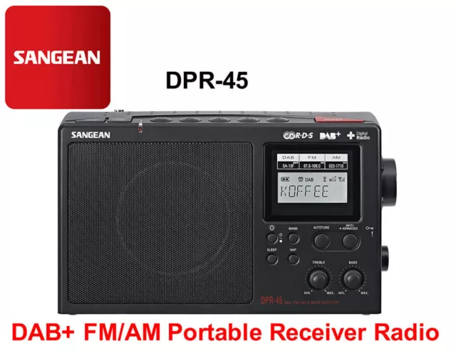 SANGEAN DAB+/AM/FM-Stereo Portable Receiver+45 Pre-Sets+Alarm+Back Light- DPR-45