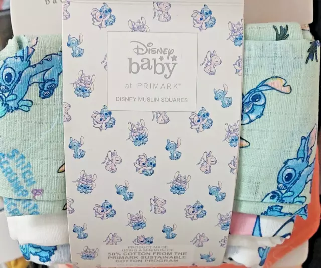 Primark Disney Baby Muslin Squares 3 Pack Cloths 65cmx 65cm