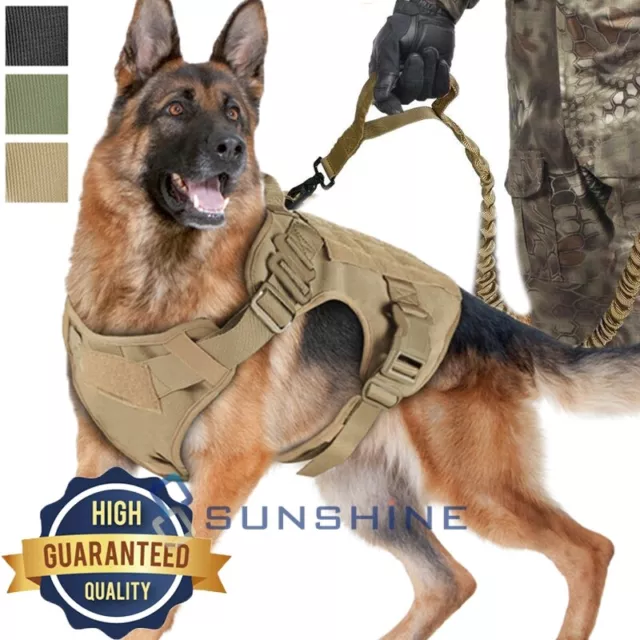 Tactical Dog Harness with Handle No-pull Large Dog Vest+Leash US Working Dog