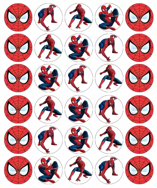 Spiderman x 30 Cupcake Toppers Edible Wafer Paper Fairy Cake Toppers