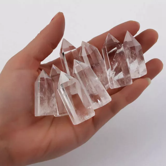 5Pcs 30-40mm Top Natural Clear Quartz Crystal Wand Point Healing Mineral Obelisk