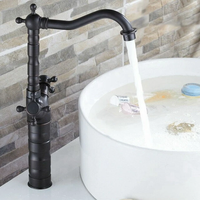 Grifo de cocina de bronce frotado montado Dcek de doble mango fregadero grifos Qnf021