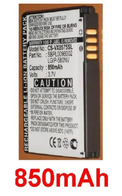 Battery 850mAh Type LGIP-580NV SBPL0098002 For LG AX8575, Chocolate Touch