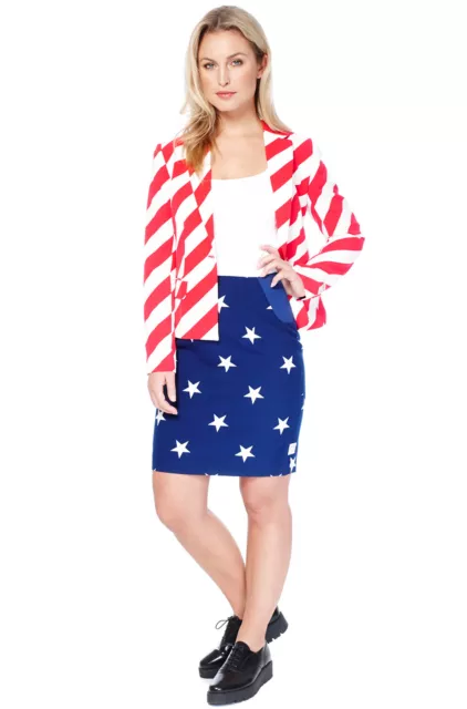 Brand New American Woman Independence Day Star and Stripes Suit Adult Costume 2