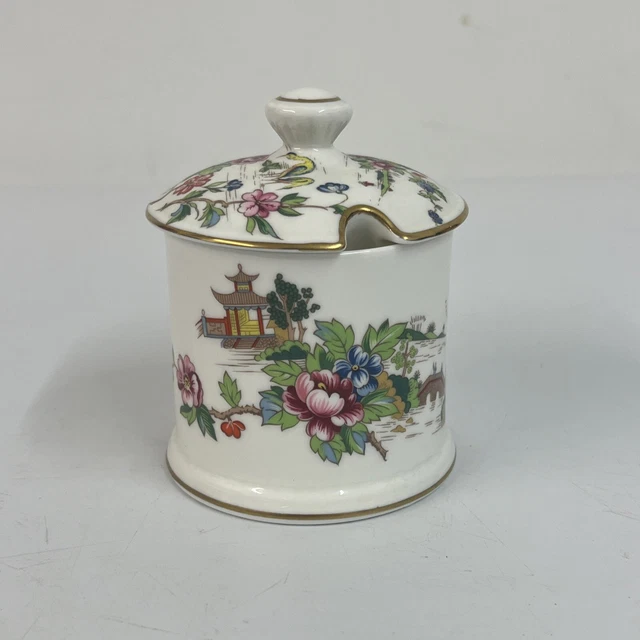 Vintage Fine Bone China Crown Staffordshire Pagode Konserve Marmelade Topf mit Deckel B113