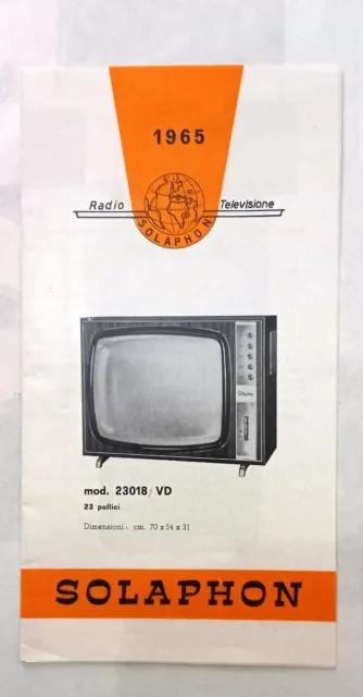 Depliant Pubblicitario Solaphon 1965 Televisione Radio Fonovaligia
