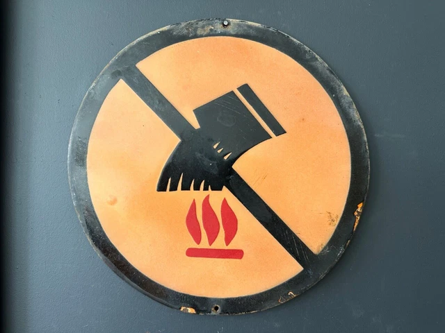 ORANGE WARNING SIGN Vintage European Industrial Enamel Signs Decoration