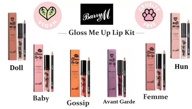 Barry M Gloss & Matte Me Up Lip Kit-Lip Lacquer+Lip Liner Scented-Choose Shade