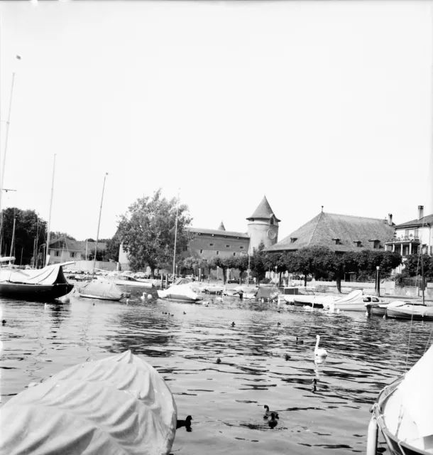 SUISSE c. 1960 -Bateaux Port L'arsenal Lac Léman Morges- Négatif 6 x 6 - Sui 195