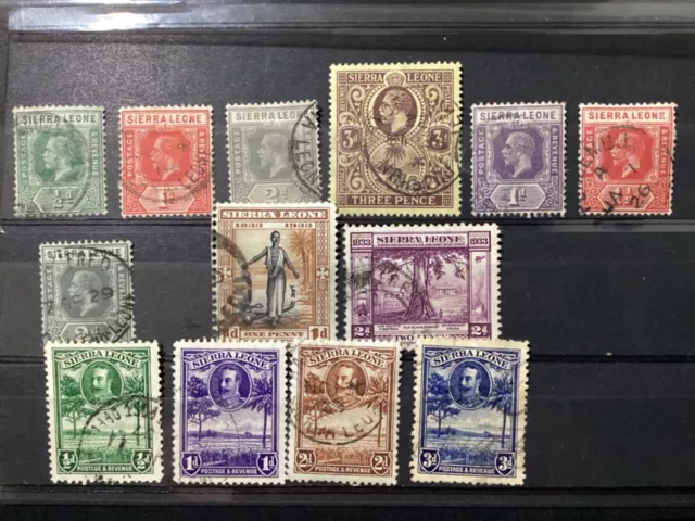 Sierra Leone 1912-33 George V 14 used postage stamps good