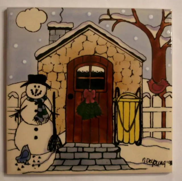 H & R Johnson England Ceramic Tile Winter 6" x 6" - N. Deyoung 1996