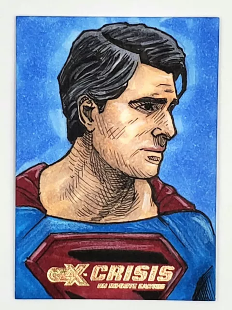 Cryptozoic Czx Crisis Sur Infinite Earths Superman 1/1 Sketch Par Jerry Bennett 3