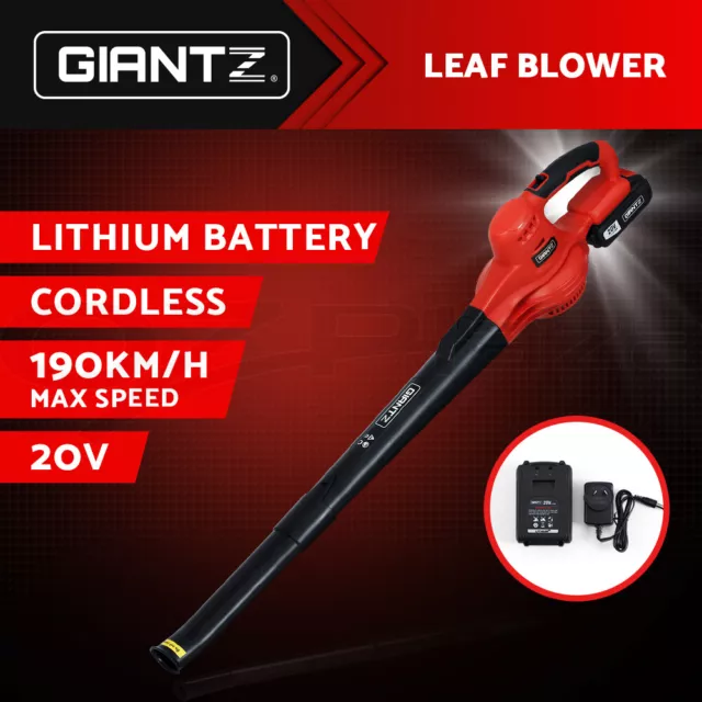 Giantz 20V Cordless Leaf Blower Garden Lithium Electric Battery Nozzles 2-Speed