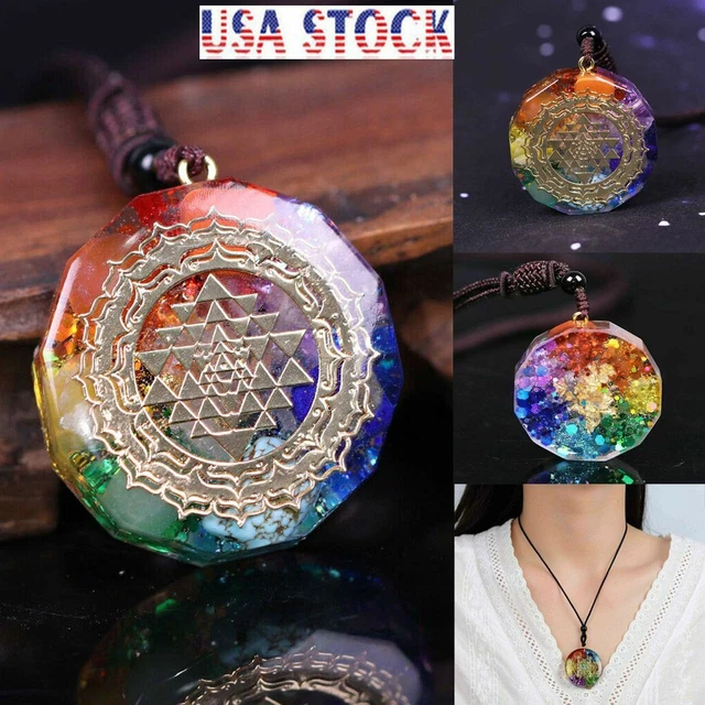 Orgonite Necklace Sri Yantra Pendant Sacred Geometry Chakra Healing Necklace