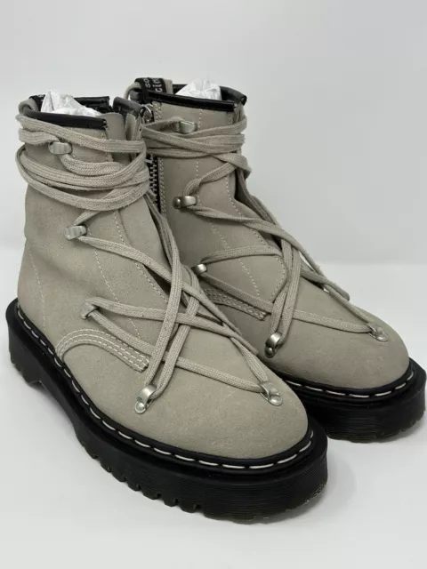 Rick Owens X Dr. Martens 1460 Bex Suede Lace Up Boots Taupe Size US 8, EU 41