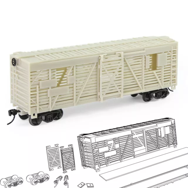 Evemodel 1pc HO Gauge 1:87 Blank Unpainted Unassembled 40' Stock Car DIY C8767JJ