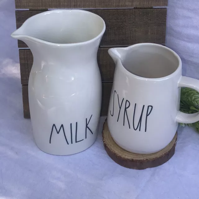 Rae Dunn Artisan Collection By Magenta White Milk & Syrup Serving Pitchers