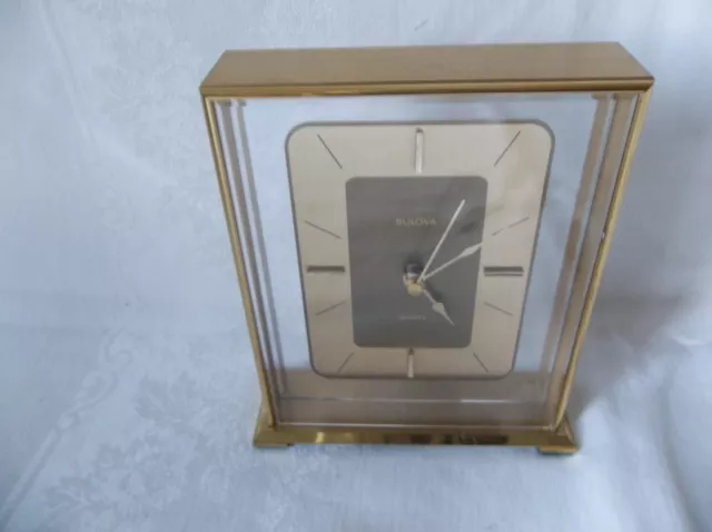 Bulova Brass Desktop/Mantle Style Clock Quartz Germany