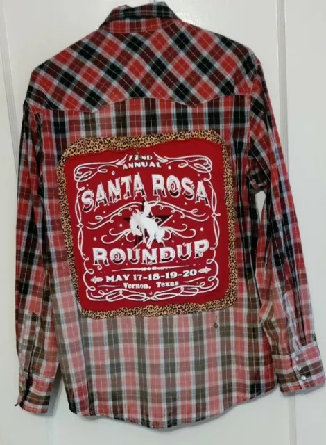 Wrangler Mens Large Pearl Snap Shirt Western Wear Santa Rosa Roundup Vernon TX