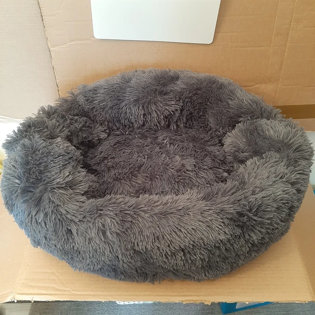 Fluffy Soft Comfy Calming Donut Dog Cat Beds Warm Bed Pet Round Plush 60x60x20cm