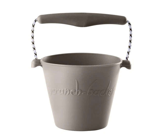 Cubo de Playa de Silicona plegable y enrollable Gris Scrunch - Nuevo