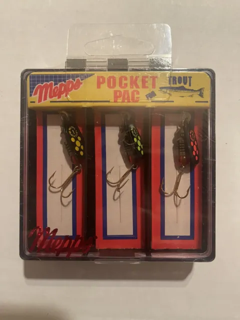 3 lures mepps aglia trout pocket pac spinners black fury assortment size 1 blade