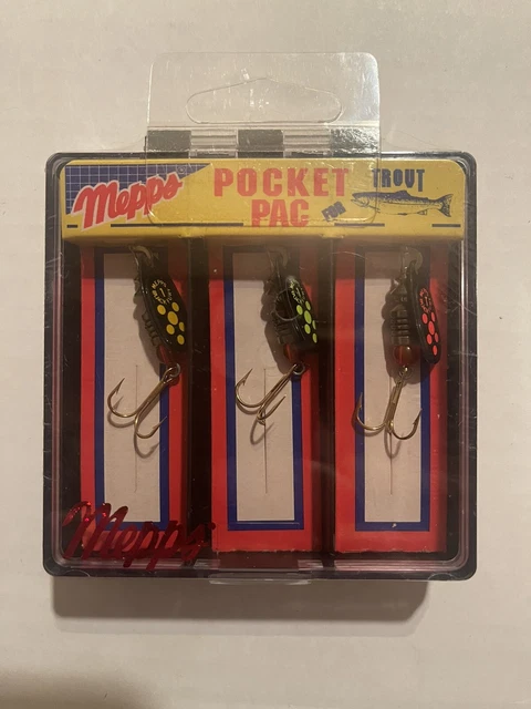 3 lures mepps aglia trout pocket pac spinners black fury assortment size 1 blade