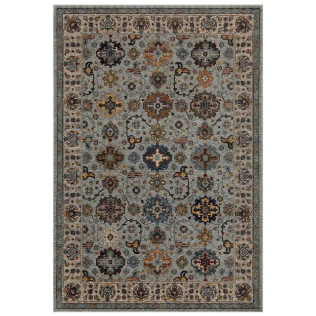 Traditional Light Blue Oriental Floral Faded Design Durable Area Rugs & Runners