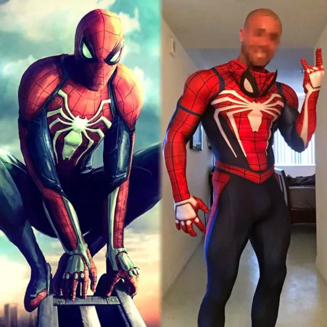 PS4 SPIDER-MAN COSPLAY Costume Halloween Spiderman Zentai Suit for