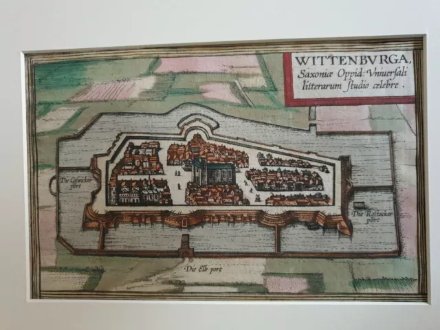 Kupferstich Altkoloriert Wittenburg um 1580 Braun Hogenberg engraving