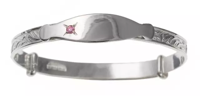 Sterling Silver Baby Bangle Free Engrave Identity Id Expand Christening Bracelet