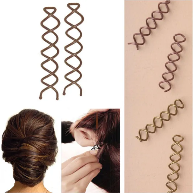 2 Hair Spiral Screw Pin Twist In Spin Styling Women Barrette Clip Grip Bobby Top