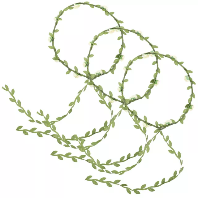 Bride Flower Crown Headband for Women - 3Pcs Boho Green Leaf Hair Wreaths-HJ