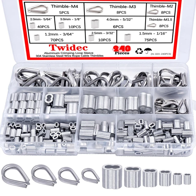 Wire Rope Cable Thimbles And Aluminum Crimping Loop Sleeve Thimbles Rigging NEW