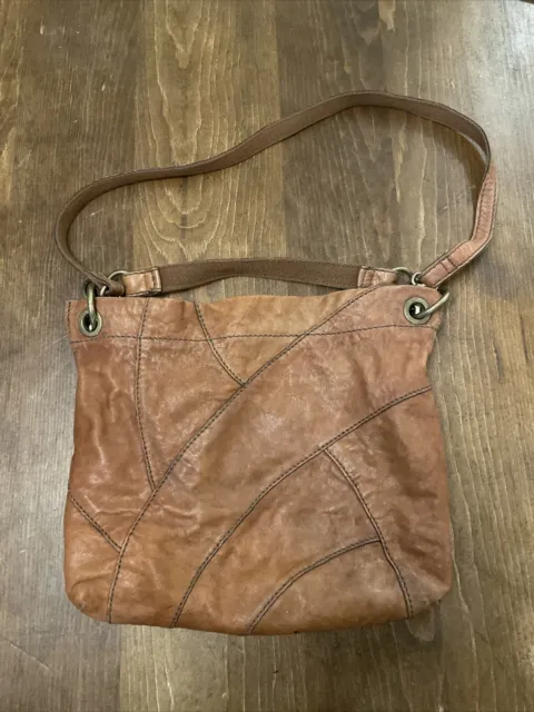 Fossil Shoulder Bag Purse Long Live Vintage 1954 Soft Leather Crossbody Brown