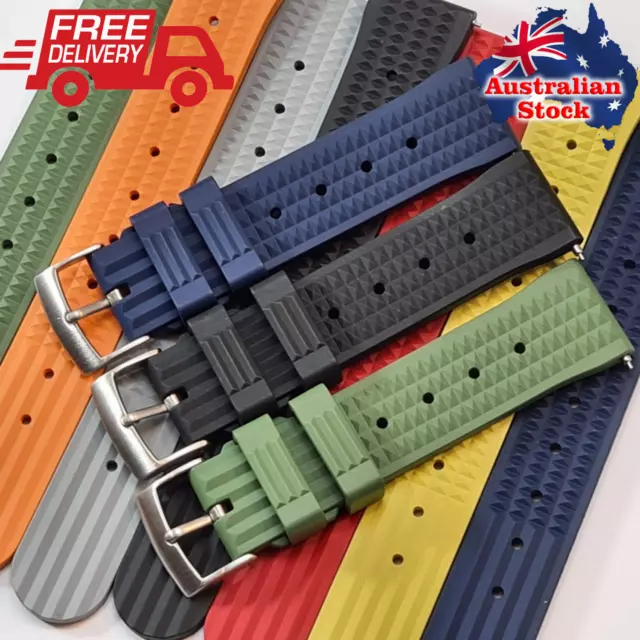 Waffle silicone and FKM rubber diver watch strap band 20,22mm, Tracking AU stock