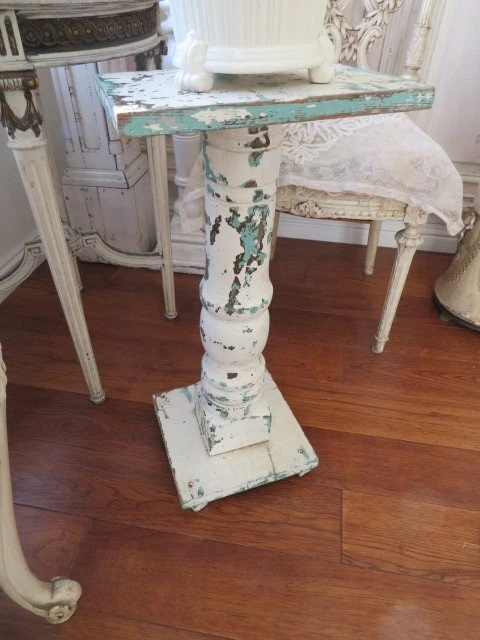 AWESOME Old Vintage Architectural WOOD COLUMN PEDESTAL DISPLAY STAND White 2
