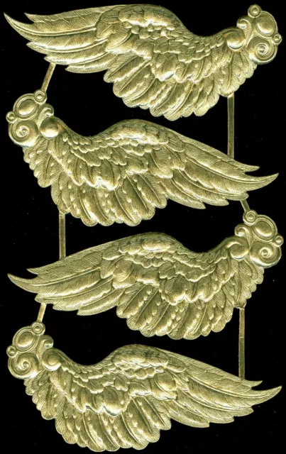 Scrap Die cut German Dresden Extra Large Gold Paper Wings Victorian Crafts