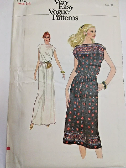 Noche Jersey Vestido Maxi Midi 12 Muy Fácil Vogue 7173 Patrón de Costura UC Vtg