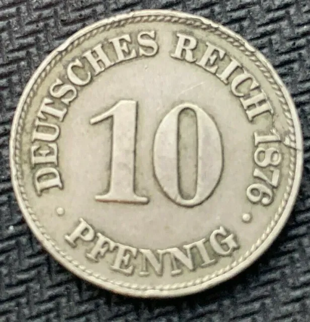 1876 C Germany 10 Pfennig Coin XF      #C1158
